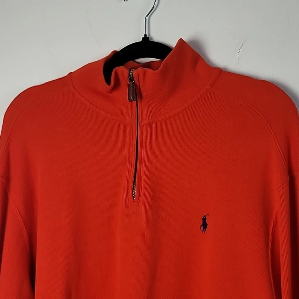 Polo Ralph Lauren Men’s Quarter Zip Pullover XL Orange Long Sleeve Sweater